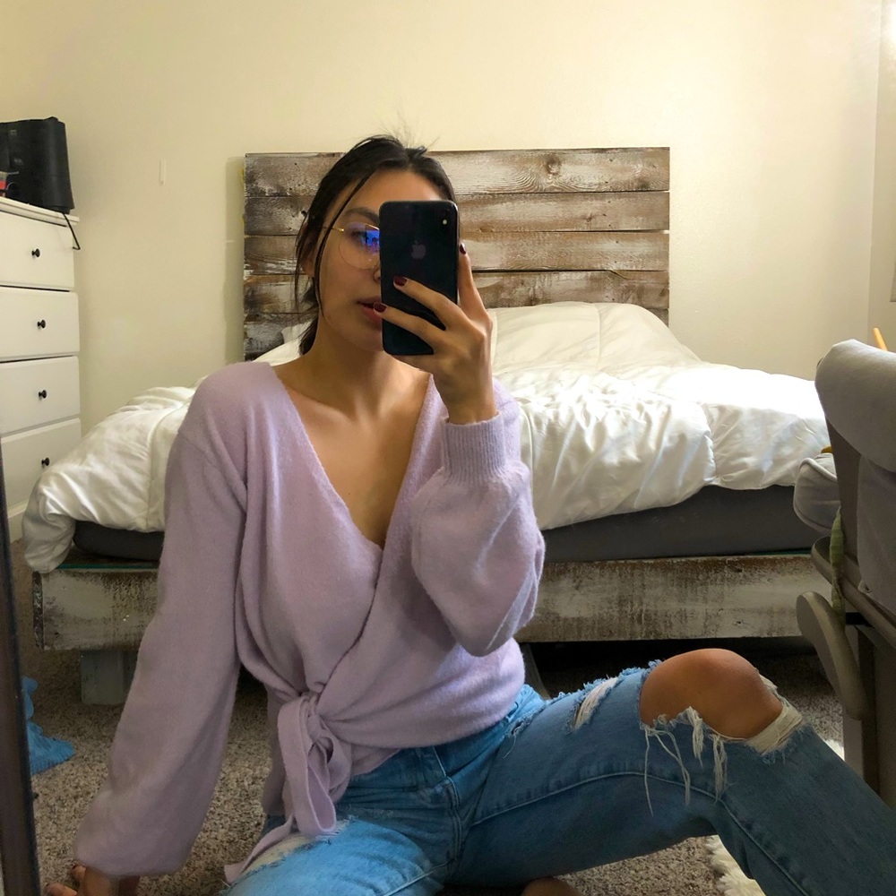 Light purple Wrap Sweater